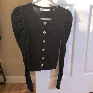 ✨Zara Gold Button Ribbed Cardigan Sweater